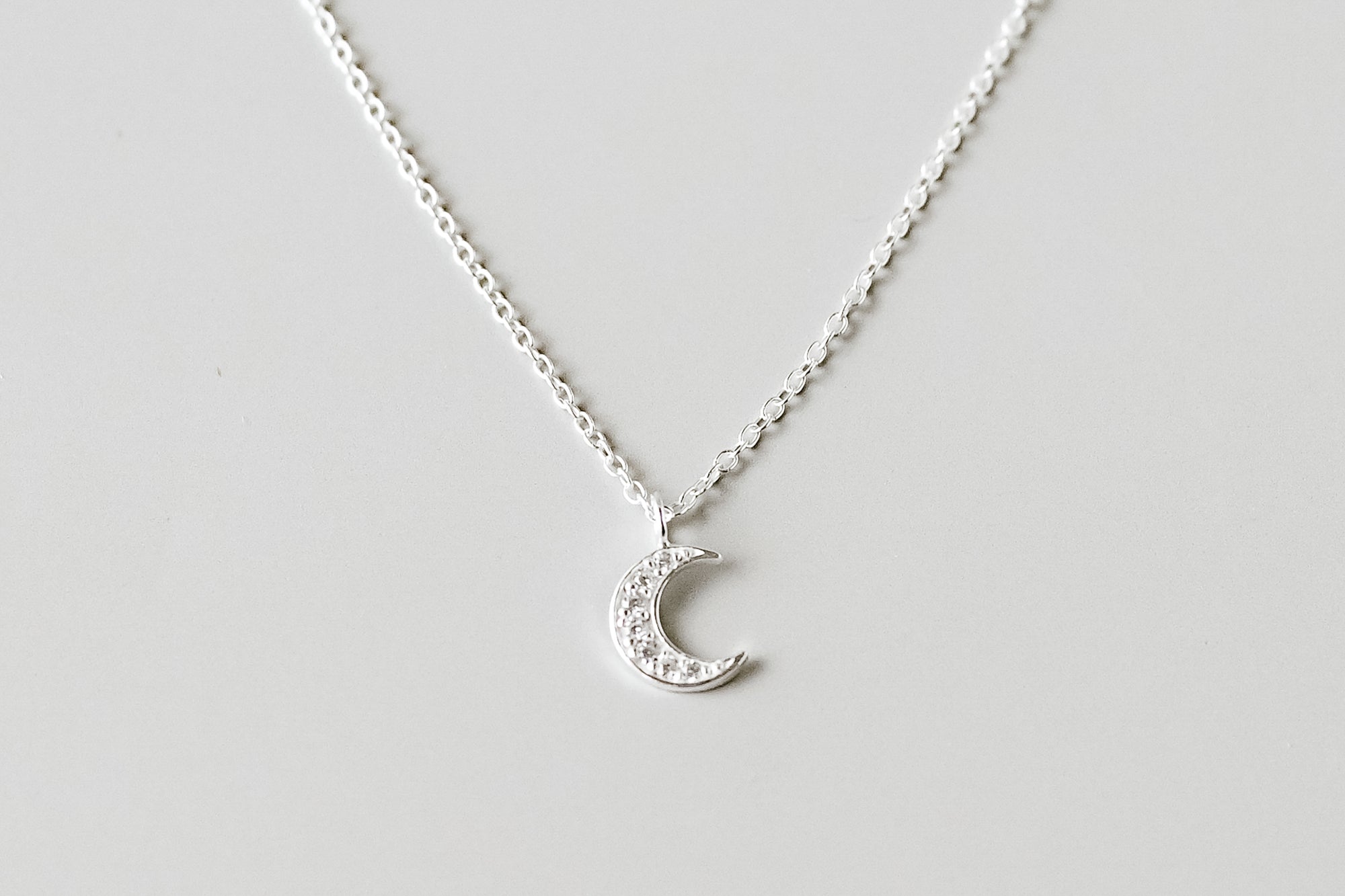 Tiny CZ Moon Necklace