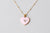 Gold Pink Enamel Evil Eye Heart Necklace