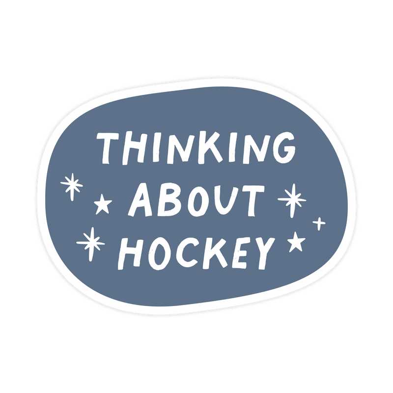 Thinking About Hockey Sticker