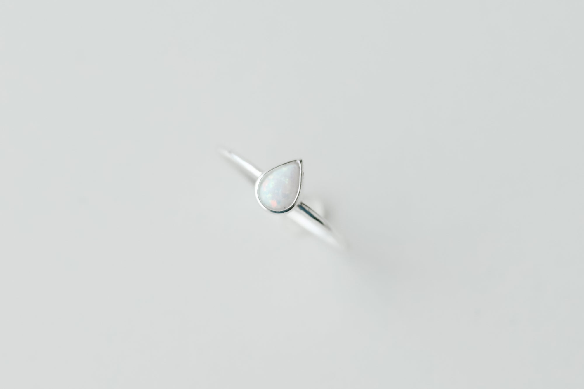 White Opal Tear Ring