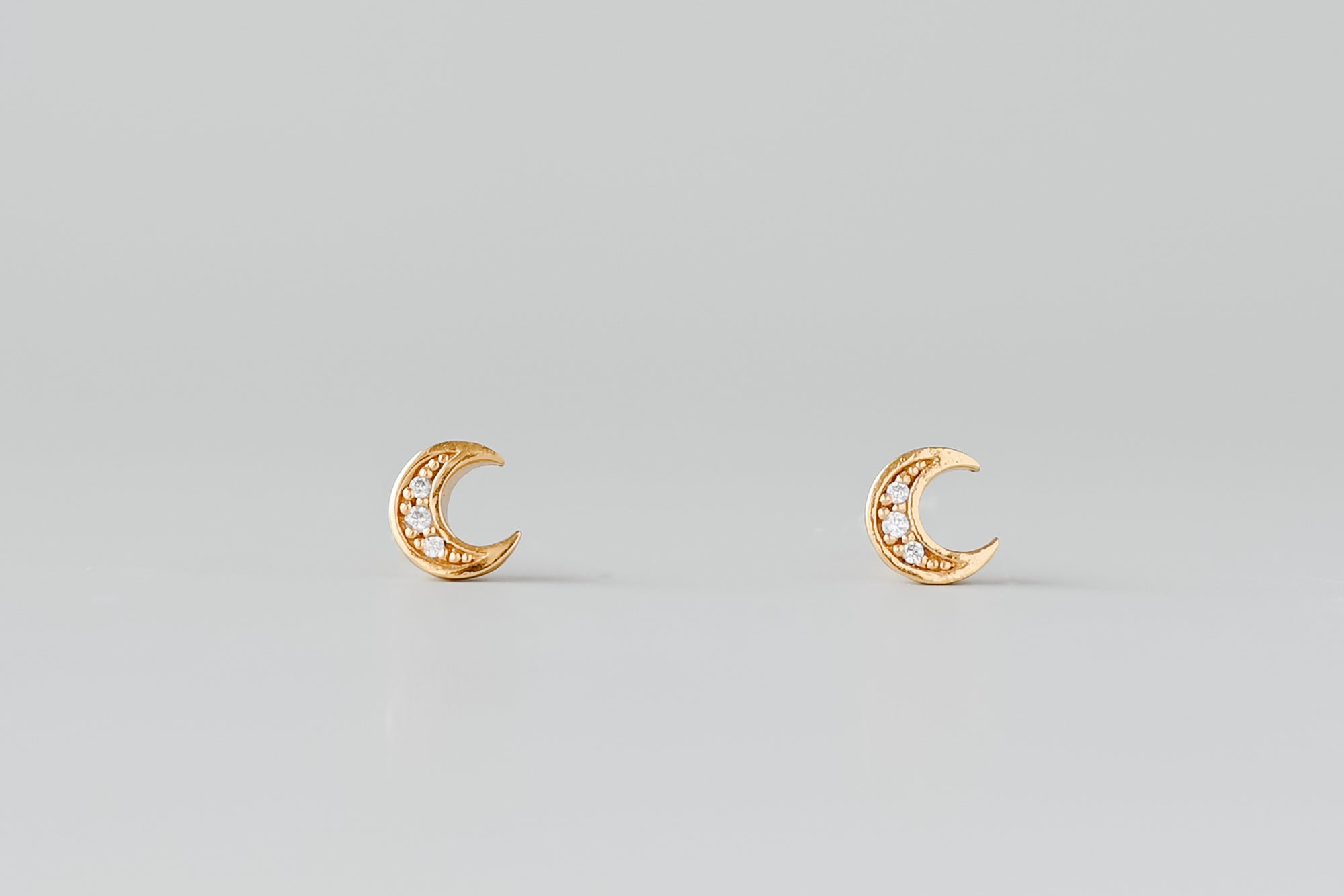 Gold Cubic Zirconia Moon Earrings