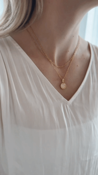 Rose Quartz Round Gold Necklace