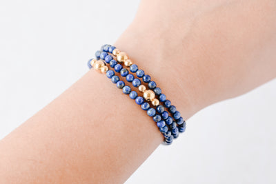 4mm Lapis Lazuli Gold Luxe Bracelet