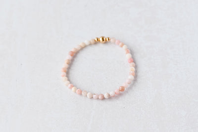 4mm Faceted Pink Opal Gold Luxe Bracelet