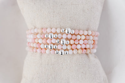 4mm Faceted Pink Opal Luxe Bracelet