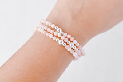 4mm Faceted Pink Opal Luxe Bracelet