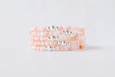 4mm Faceted Pink Opal Luxe Bracelet