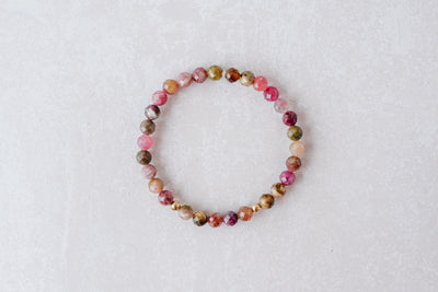 6mm Faceted Dark Tourmaline with Gold Accent Luxe Bracelet