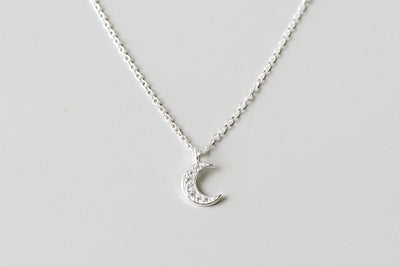 Tiny CZ Moon Necklace