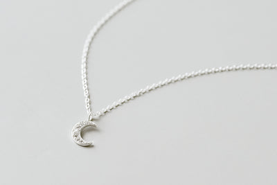 Tiny CZ Moon Necklace