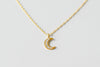 Gold Tiny Cz Moon Necklace
