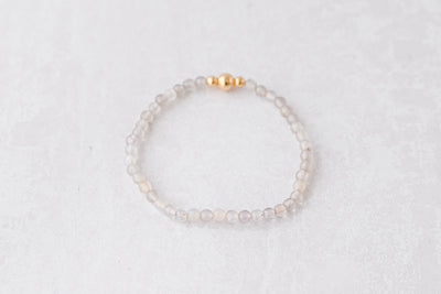 4mm Faceted Grey Agate Gold Luxe Bracelet