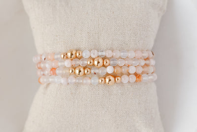 4mm Flower Agate Gold Luxe Bracelet