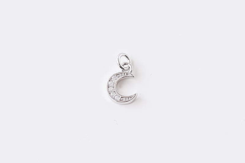 Perfect Fit Silver CZ Moon Charm