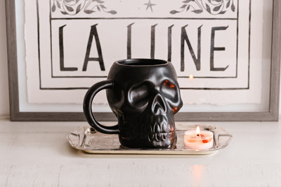Matte Black Skull Mug