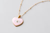 Gold Pink Enamel Evil Eye Heart Necklace