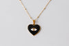 Gold Black Enamel Evil Eye Heart Necklace