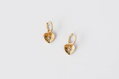 Gold Heart with CZ Supernova Hoop Earrings