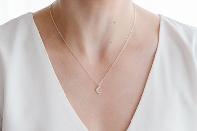 Tiny CZ Moon Necklace