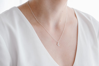 Tiny CZ Moon Necklace