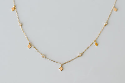 Gold Diamond Drop Necklace
