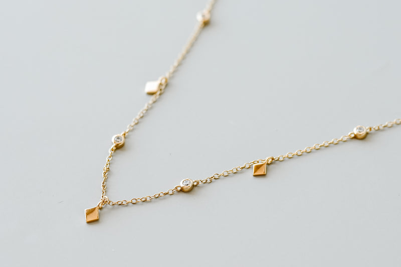 Gold Diamond Drop Necklace