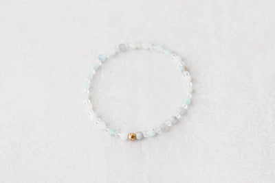 4mm Faceted Aquamarine with Clear Sparkle Rondelle Gold Luxe Bracelet