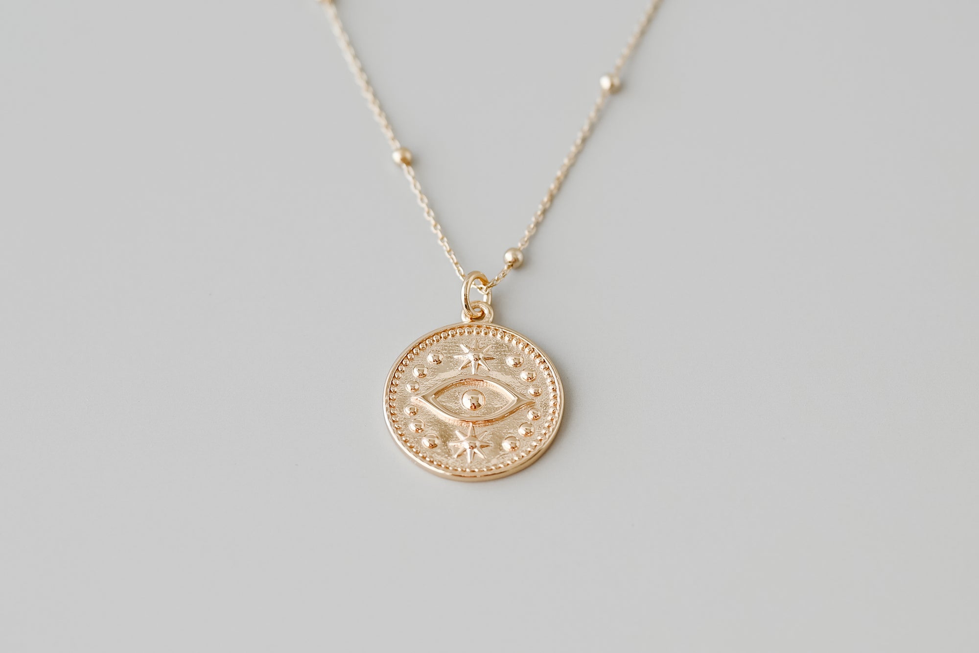 Gold Evil Eye Coin Necklace