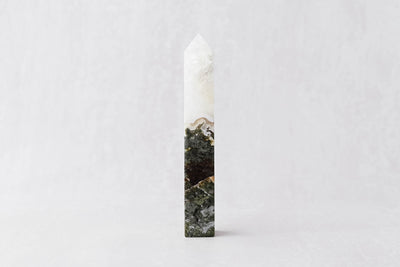 Moss Agate with Quartz Obelisk 01