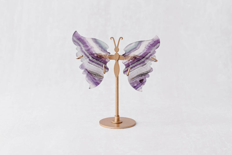 Small Rainbow Fluorite Butterfly Wings On Stand