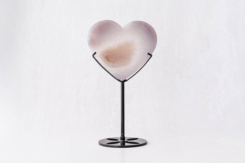 Druzy Agate Heart On Stand