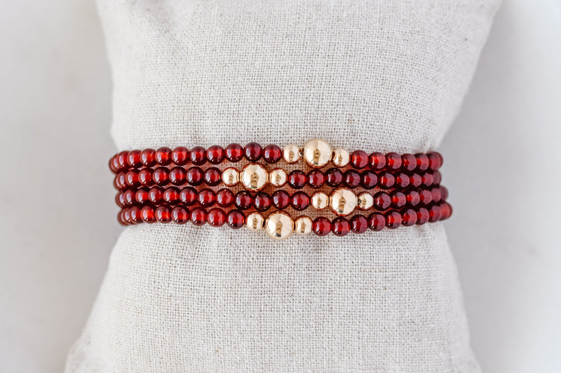 4mm Carnelian with Gold Luxe Bracelet