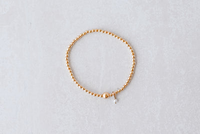 3mm Gold Filled Ball with Pearl Drop Charm Bracelet