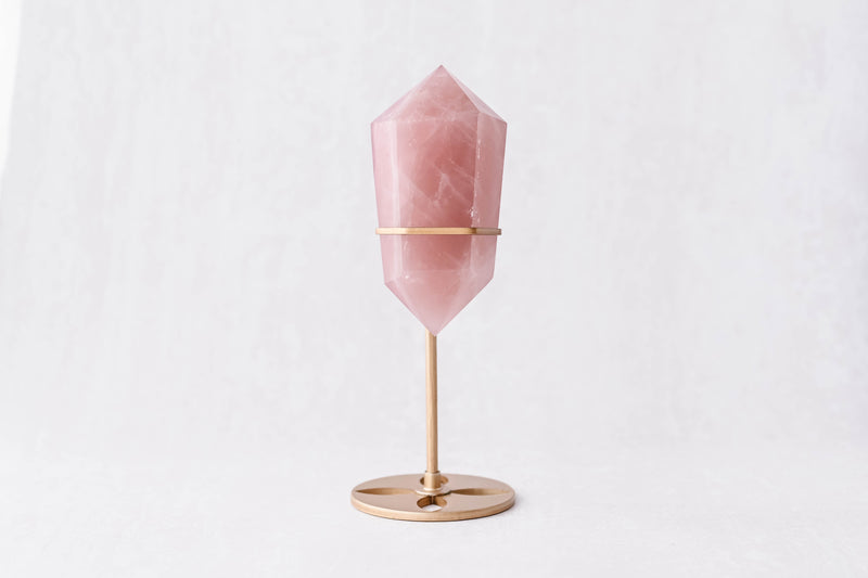 Rose Quartz Double Terminated Point on Stand 02