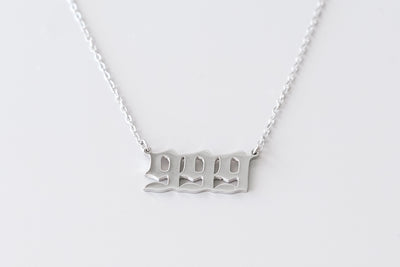 '999' Silver Angel Number Necklace