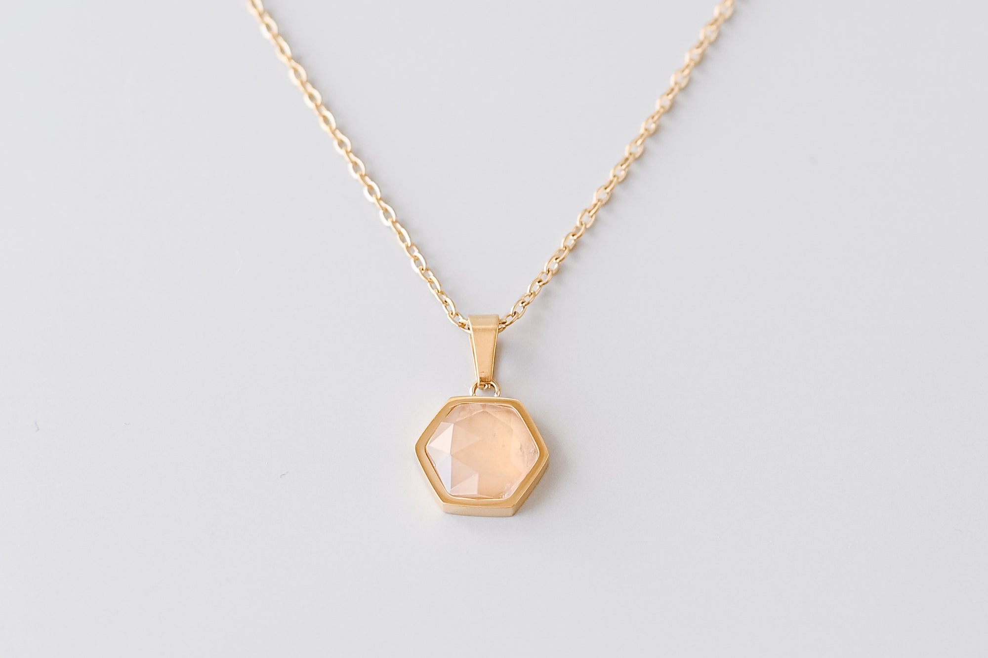 Rose Quartz Hexagonal Necklace