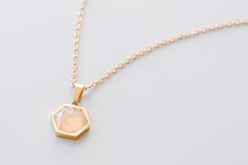 Rose Quartz Hexagonal Necklace