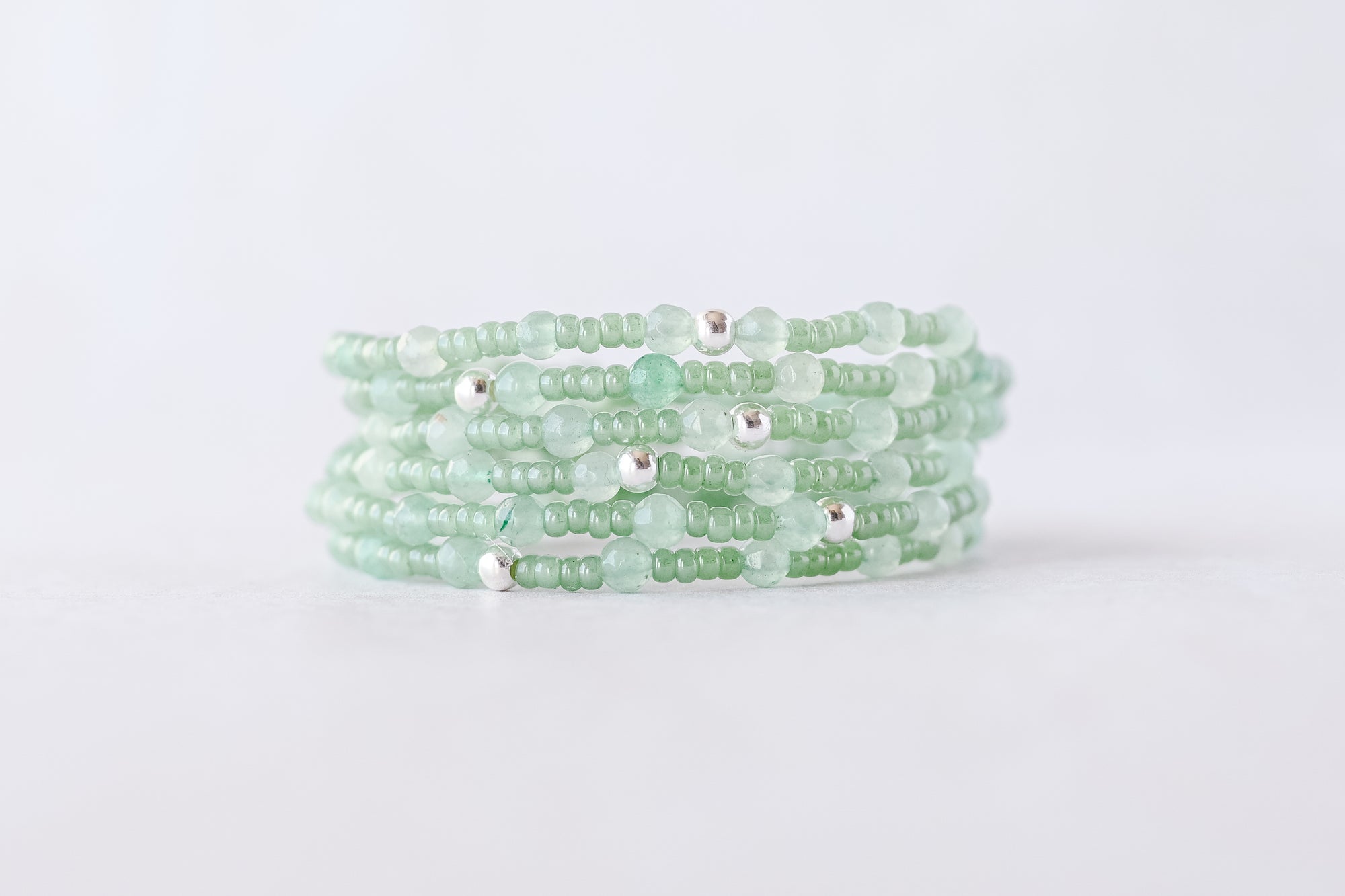 4mm Faceted Aventurine with Seed Beads Luxe Bracelet