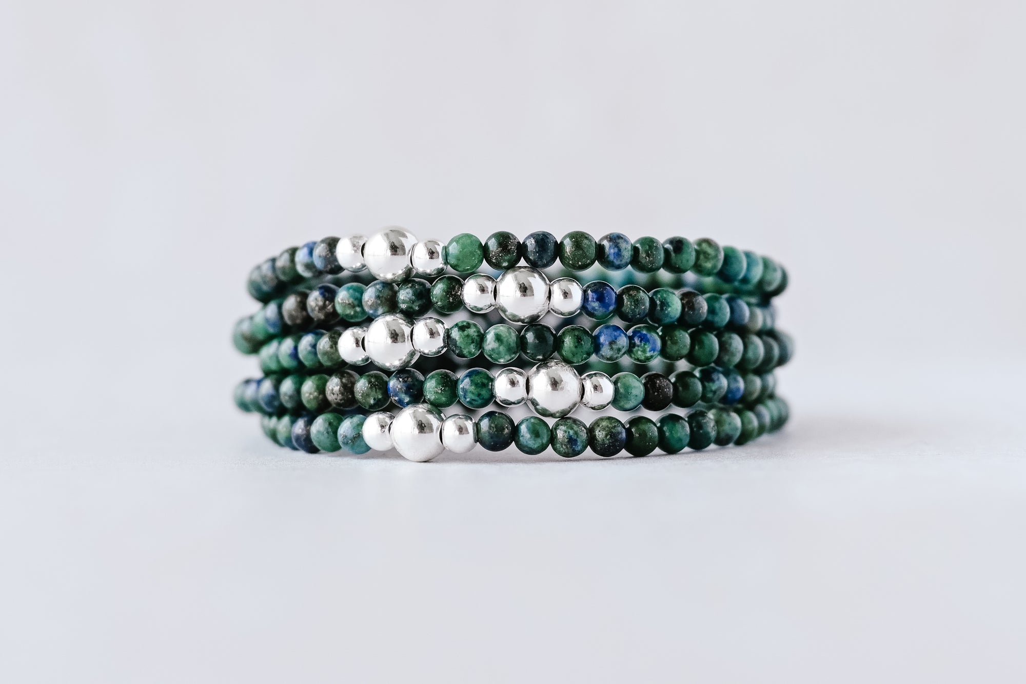 4mm Azurite and Chrysocolla Luxe Bracelet