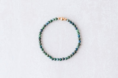 4mm Azurite and Chrysocolla Gold Luxe Bracelet
