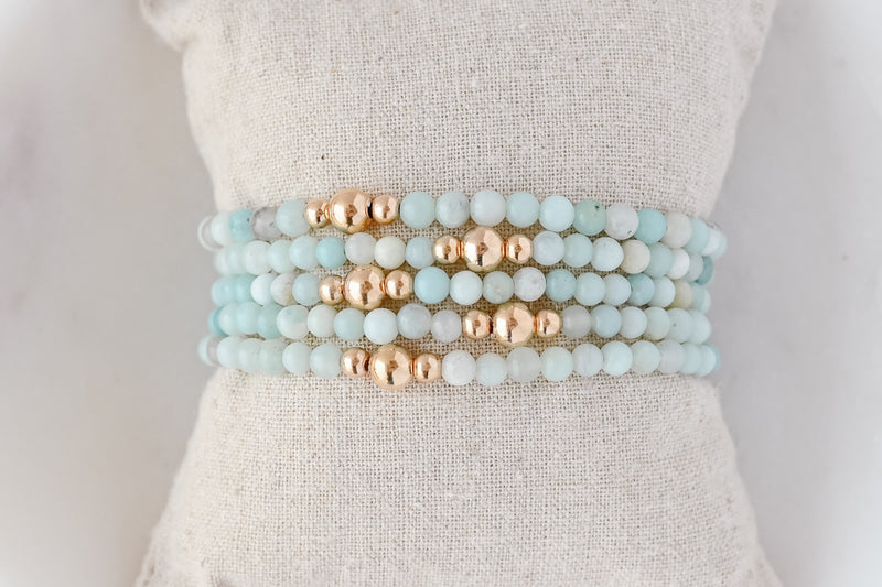 4mm Amazonite Gold Luxe Bracelet