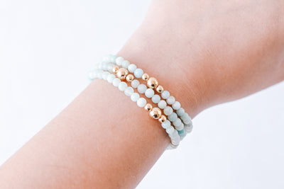 4mm Amazonite Gold Luxe Bracelet