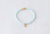 4mm Aquamarine with Gold Shell Charm Luxe Bracelet