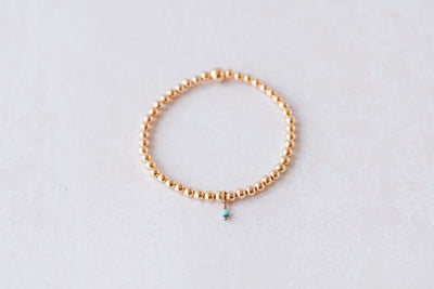 4mm Gold Filled Ball with Turquoise Drop Charm Bracelet