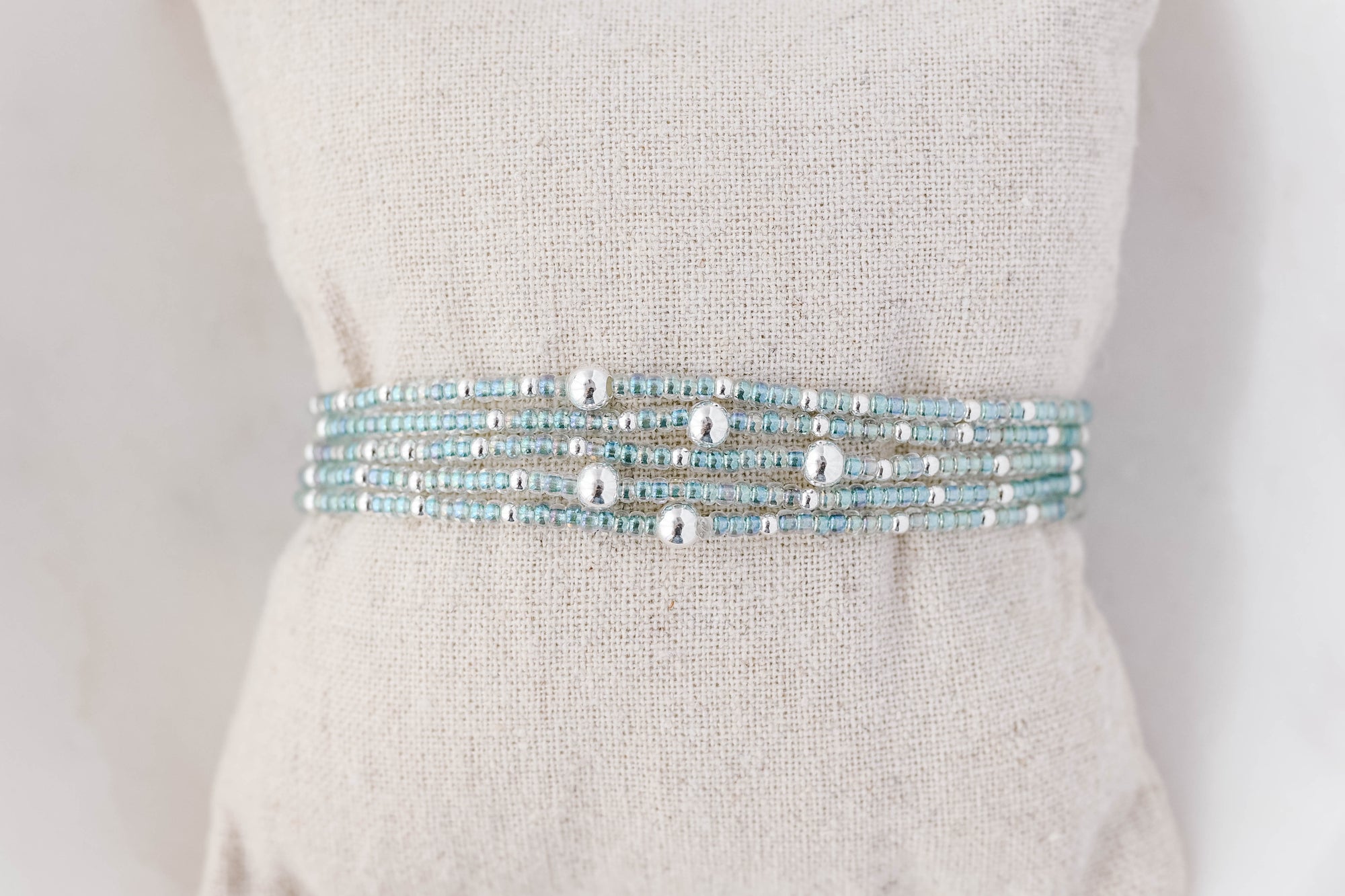 2mm Aura Green with Silver Endless Mini Bracelet