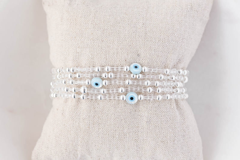 3mm Clear Evil Eye Endless Mini Bracelet
