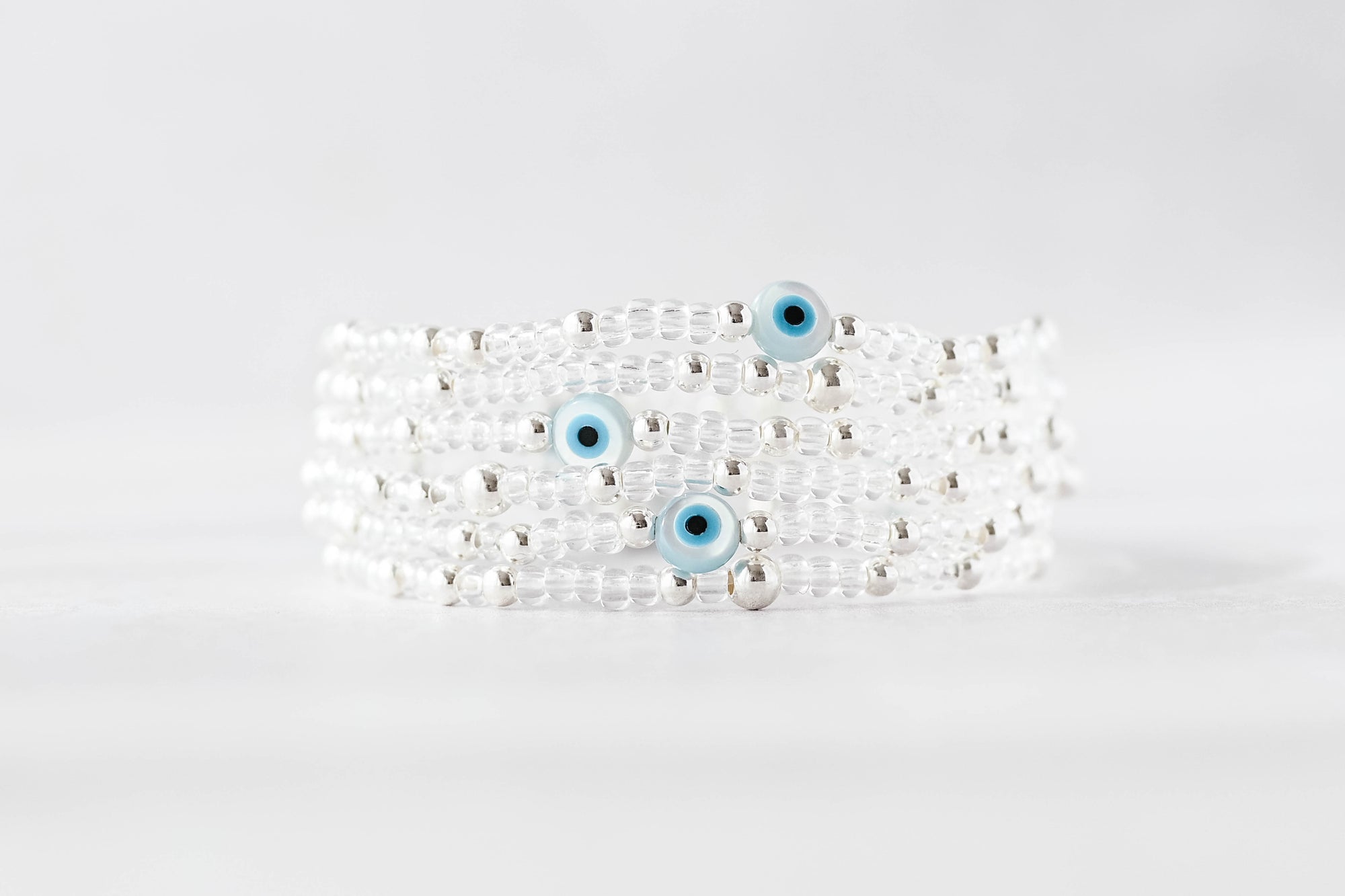 3mm Clear Evil Eye Endless Mini Bracelet