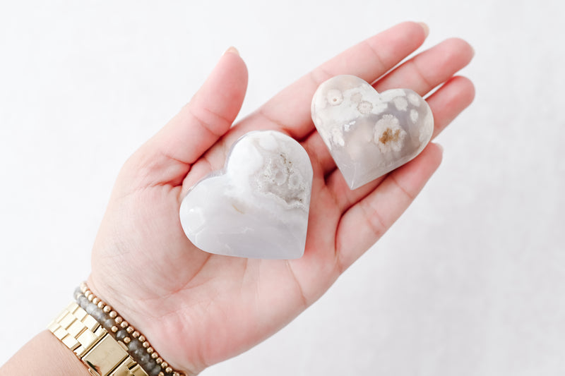 Medium Flower Agate Heart