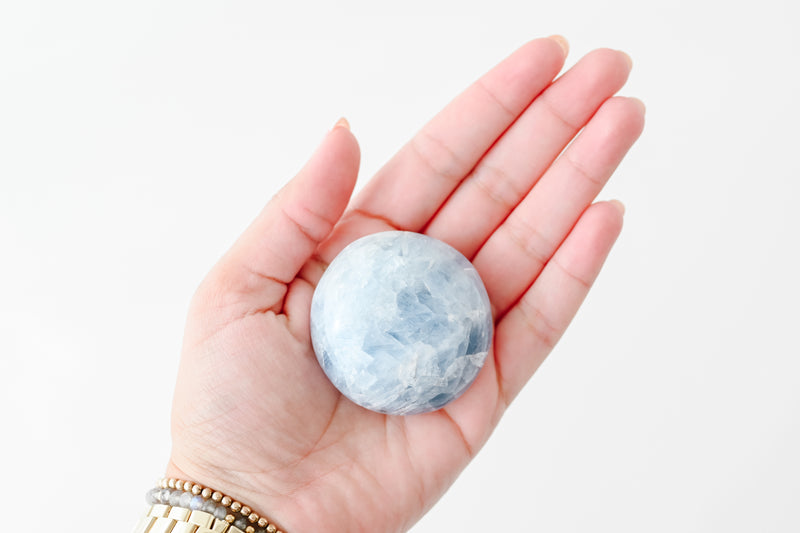 Medium Blue Calcite Palm Stone