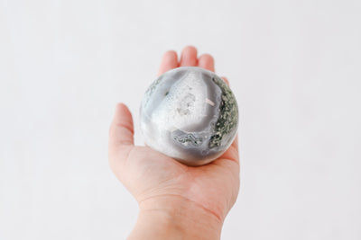 Large Druzy Moss Agate Sphere 01